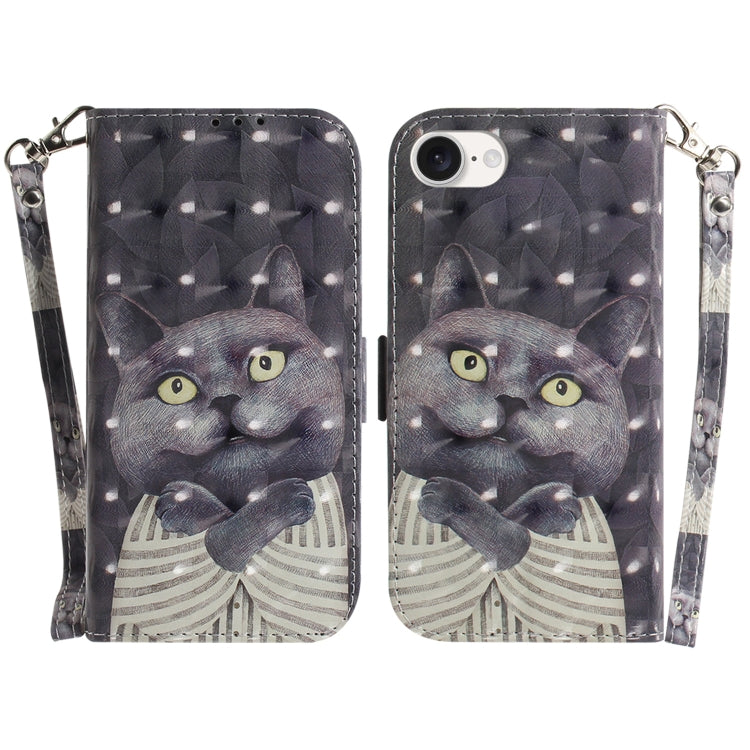 For iPhone SE 2024 3D Colored Horizontal Flip Leather Phone Case(Hug Cat) - More iPhone Cases by PMC Jewellery | Online Shopping South Africa | PMC Jewellery | Buy Now Pay Later Mobicred