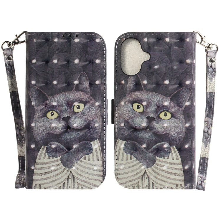 For iPhone 16 3D Colored Horizontal Flip Leather Phone Case(Hug Cat) - iPhone 16 Cases by PMC TechLife | Online Shopping South Africa | PMC TechLife | Buy Now Pay Later Mobicred