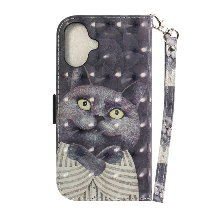 For iPhone 16 3D Colored Horizontal Flip Leather Phone Case(Hug Cat) - iPhone 16 Cases by PMC TechLife | Online Shopping South Africa | PMC TechLife | Buy Now Pay Later Mobicred