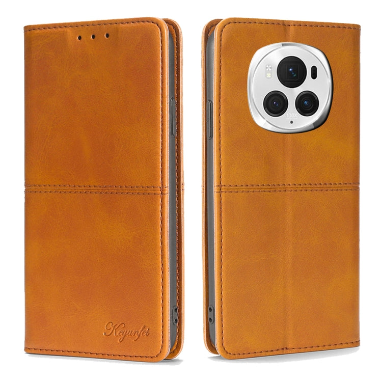 For Honor Magic6 Pro Cow Texture Magnetic Leather Phone Case(Light Brown) - Honor Cases by PMC Jewellery | Online Shopping South Africa | PMC Jewellery | Buy Now Pay Later Mobicred