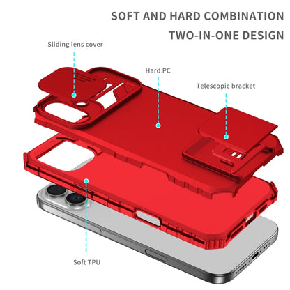 For iPhone 16 Plus Stereoscopic Holder Sliding Camshield Phone Case(Red) - iPhone 16 Plus Cases by PMC Jewellery | Online Shopping South Africa | PMC Jewellery | Buy Now Pay Later Mobicred