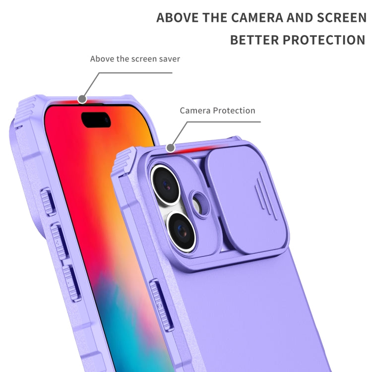 For iPhone 16 Plus Stereoscopic Holder Sliding Camshield Phone Case(Purple) - iPhone 16 Plus Cases by PMC Jewellery | Online Shopping South Africa | PMC Jewellery | Buy Now Pay Later Mobicred