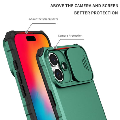 For iPhone 16 Stereoscopic Holder Sliding Camshield Phone Case(Green) - iPhone 16 Cases by PMC Jewellery | Online Shopping South Africa | PMC Jewellery | Buy Now Pay Later Mobicred