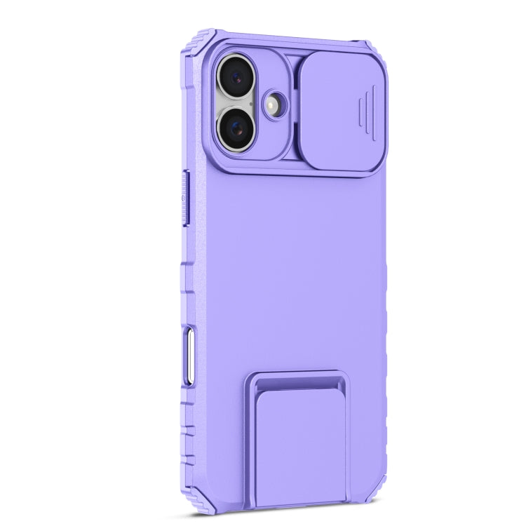 For iPhone 16 Stereoscopic Holder Sliding Camshield Phone Case(Purple) - iPhone 16 Cases by PMC Jewellery | Online Shopping South Africa | PMC Jewellery | Buy Now Pay Later Mobicred