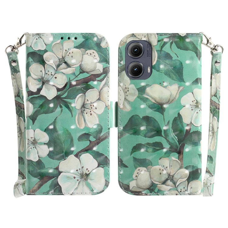 For Motorola Edge 2024 3D Colored Flip Leather Phone Case(Watercolor Flower) - Motorola Cases by PMC Jewellery | Online Shopping South Africa | PMC Jewellery | Buy Now Pay Later Mobicred