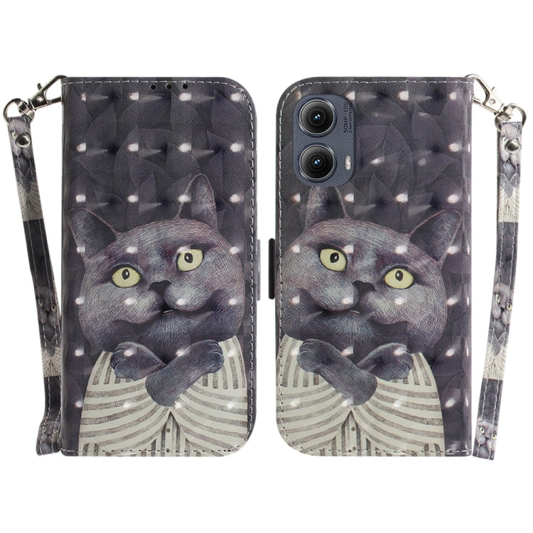 For Motorola Edge 2024 3D Colored Flip Leather Phone Case(Hug Cat) - Motorola Cases by PMC Jewellery | Online Shopping South Africa | PMC Jewellery | Buy Now Pay Later Mobicred