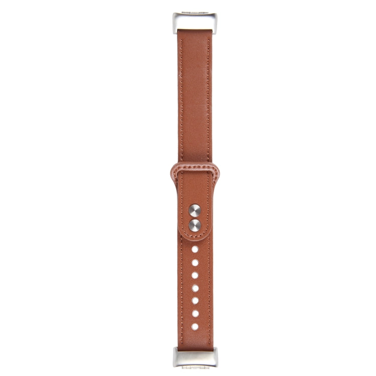 For Fitbit Charge 5 PU Leather Replacement Watch Band(Brown) - Watch Bands by PMC TechLife | Online Shopping South Africa | PMC TechLife | Buy Now Pay Later Mobicred