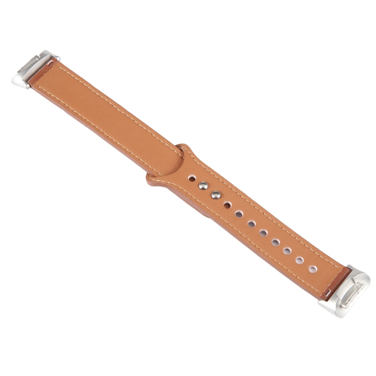 For Fitbit Charge 5 PU Leather Replacement Watch Band(Brown) - Watch Bands by PMC TechLife | Online Shopping South Africa | PMC TechLife | Buy Now Pay Later Mobicred