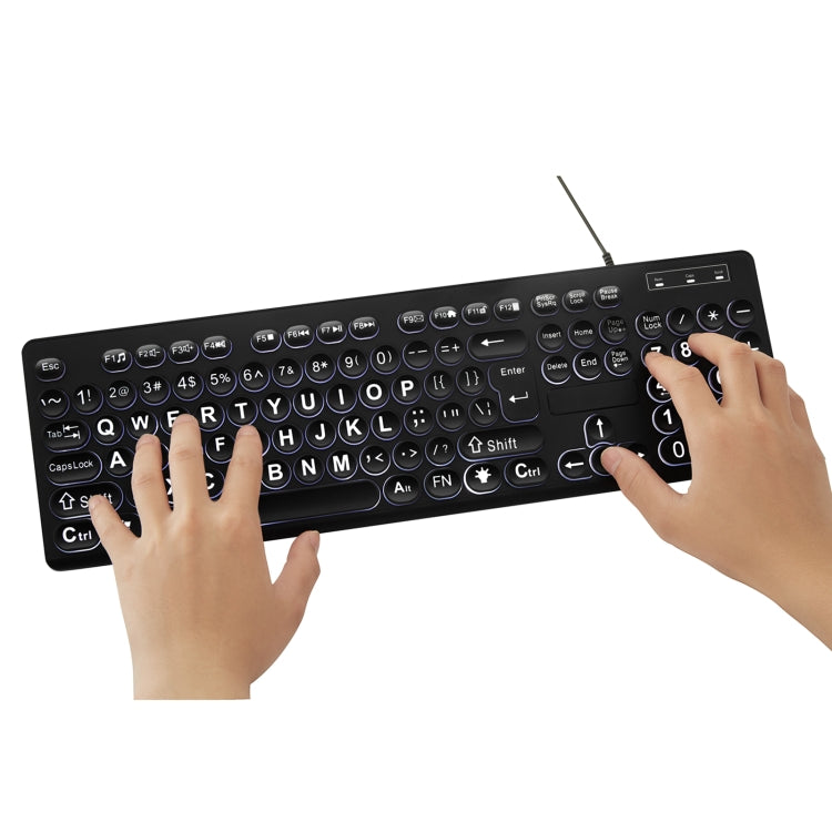 MC-K315 104 Keys Large Characters Blacklit Wired Keyboard(Black) - Wired Keyboard by PMC Jewellery | Online Shopping South Africa | PMC Jewellery | Buy Now Pay Later Mobicred