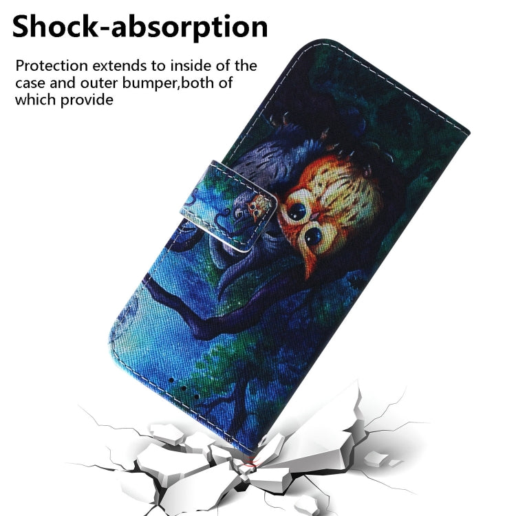 For iPhone 16e Coloured Drawing Flip Leather Phone Case(Oil Painting Owl) - iPhone 16e Cases by PMC TechLife | Online Shopping South Africa | PMC TechLife | Buy Now Pay Later Mobicred