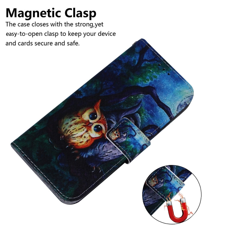 For iPhone 16 Coloured Drawing Flip Leather Phone Case(Oil Painting Owl) - iPhone 16 Cases by PMC TechLife | Online Shopping South Africa | PMC TechLife | Buy Now Pay Later Mobicred