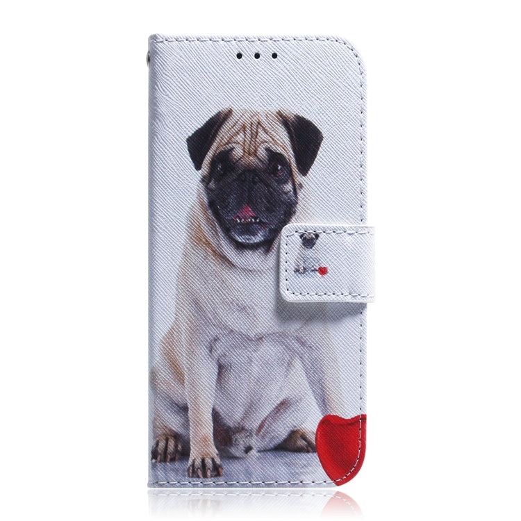 For iPhone 16 Plus Coloured Drawing Flip Leather Phone Case(Pug) - iPhone 16 Plus Cases by PMC Jewellery | Online Shopping South Africa | PMC Jewellery | Buy Now Pay Later Mobicred