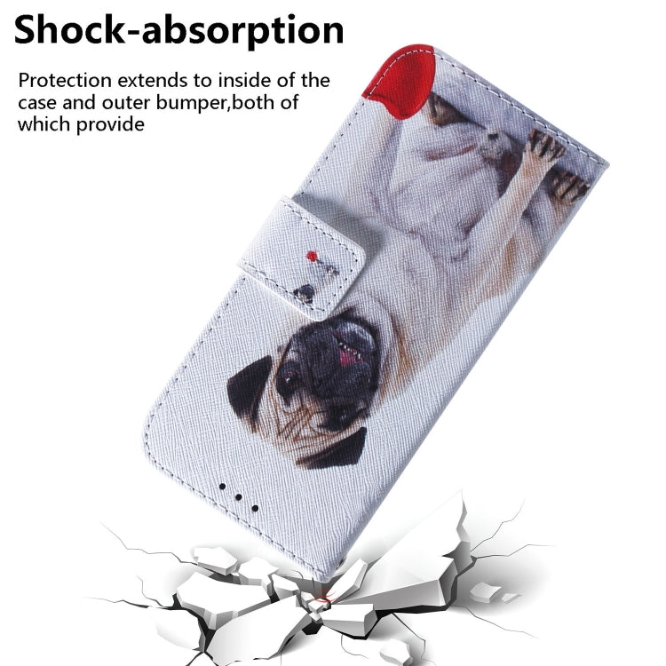 For iPhone 16 Plus Coloured Drawing Flip Leather Phone Case(Pug) - iPhone 16 Plus Cases by PMC Jewellery | Online Shopping South Africa | PMC Jewellery | Buy Now Pay Later Mobicred