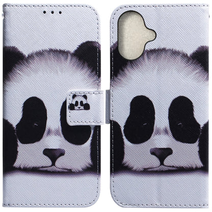 For iPhone 16 Plus Coloured Drawing Flip Leather Phone Case(Panda) - iPhone 16 Plus Cases by PMC Jewellery | Online Shopping South Africa | PMC Jewellery | Buy Now Pay Later Mobicred