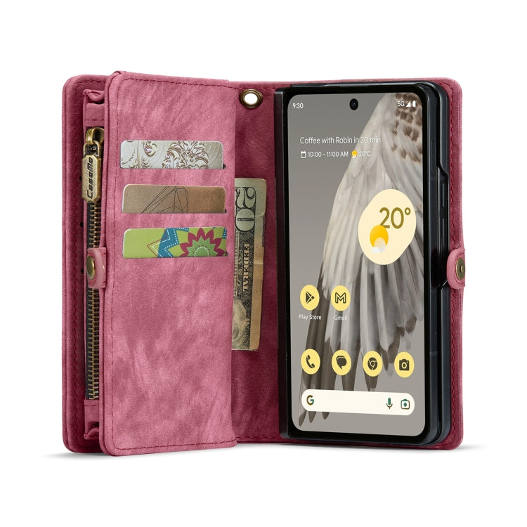 For Google Pixel Fold CaseMe 008 Detachable Multifunctional Retro Frosted Horizontal Flip Phone Leather Case with Zipper Wallet(Red) - Google Cases by CaseMe | Online Shopping South Africa | PMC Jewellery | Buy Now Pay Later Mobicred