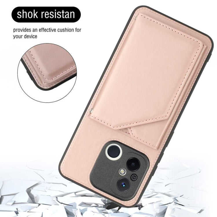 For Xiaomi Redmi 12C / 11A Skin Feel PU + TPU + PC Card Slots Phone Case(Rose Gold) - Xiaomi Cases by PMC Jewellery | Online Shopping South Africa | PMC Jewellery | Buy Now Pay Later Mobicred