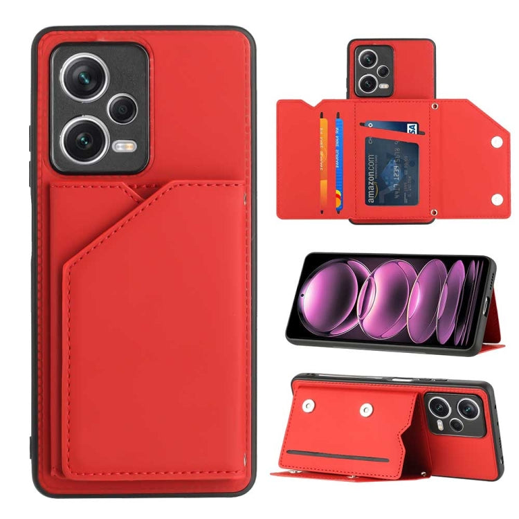 For Xiaomi Redmi Note 12 Pro 5G Skin Feel PU + TPU + PC Card Slots Phone Case(Red) - free shipping - PMC TechLife - Order now!