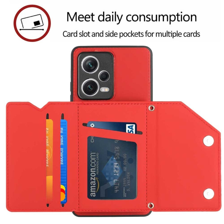 For Xiaomi Redmi Note 12 Pro 5G Skin Feel PU + TPU + PC Card Slots Phone Case(Red) - free shipping - PMC TechLife - Order now!