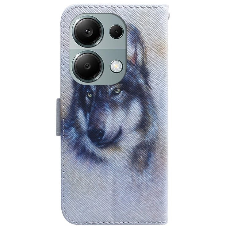 For Xiaomi Poco M6 Pro 4G Coloured Drawing Flip Leather Phone Case(White Wolf) - Xiaomi Cases by PMC TechLife | Online Shopping South Africa | PMC TechLife | Buy Now Pay Later Mobicred