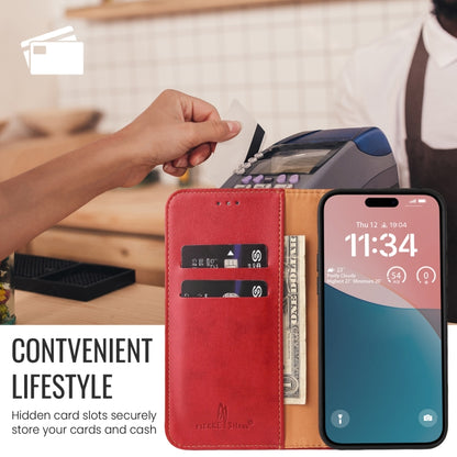 For iPhone 16 Plus Fierre Shann PU Genuine Leather Texture Phone Case(Red) - iPhone 16 Plus Cases by FIERRE SHANN | Online Shopping South Africa | PMC Jewellery | Buy Now Pay Later Mobicred