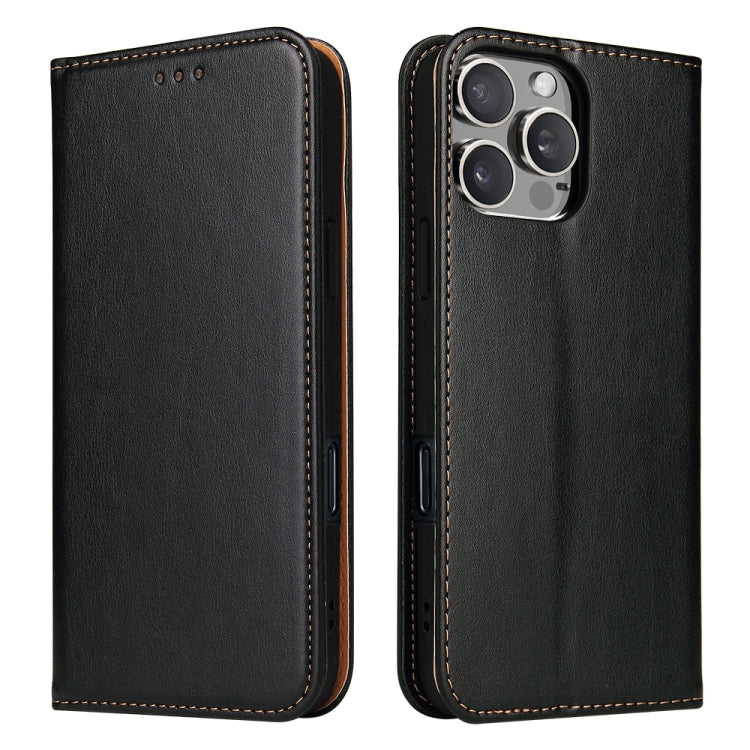 For iPhone 16 Pro Max Fierre Shann PU Genuine Leather Texture Phone Case(Black) - iPhone 16 Pro Max Cases by FIERRE SHANN | Online Shopping South Africa | PMC Jewellery | Buy Now Pay Later Mobicred