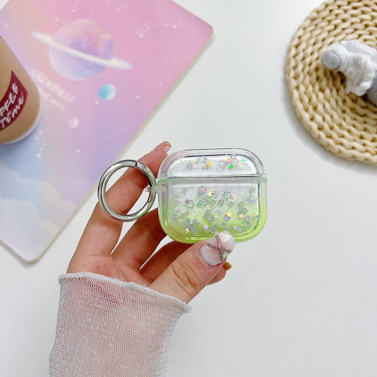 For AirPods 3 Transparent Glitter Bluetooth Earphone Protective Case(Green) - For AirPods 3 by PMC Jewellery | Online Shopping South Africa | PMC Jewellery | Buy Now Pay Later Mobicred