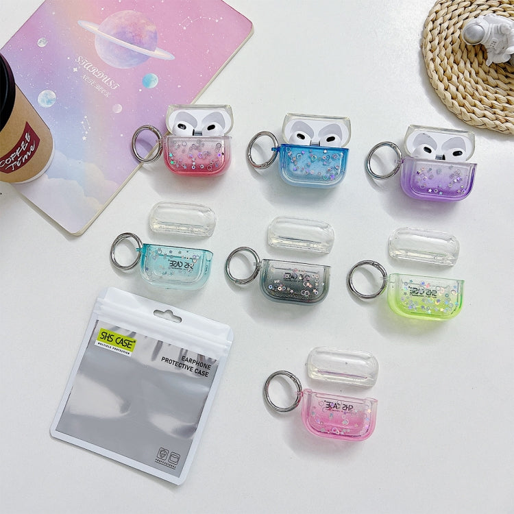 For AirPods 3 Transparent Glitter Bluetooth Earphone Protective Case(Green) - For AirPods 3 by PMC Jewellery | Online Shopping South Africa | PMC Jewellery | Buy Now Pay Later Mobicred