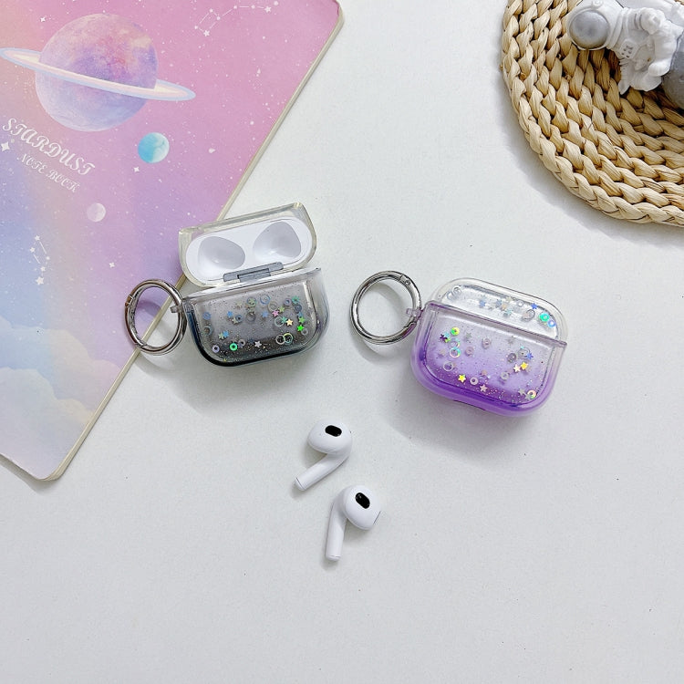 For AirPods Pro Transparent Glitter Bluetooth Earphone Protective Case(Purple) - For AirPods Pro by PMC Jewellery | Online Shopping South Africa | PMC Jewellery | Buy Now Pay Later Mobicred