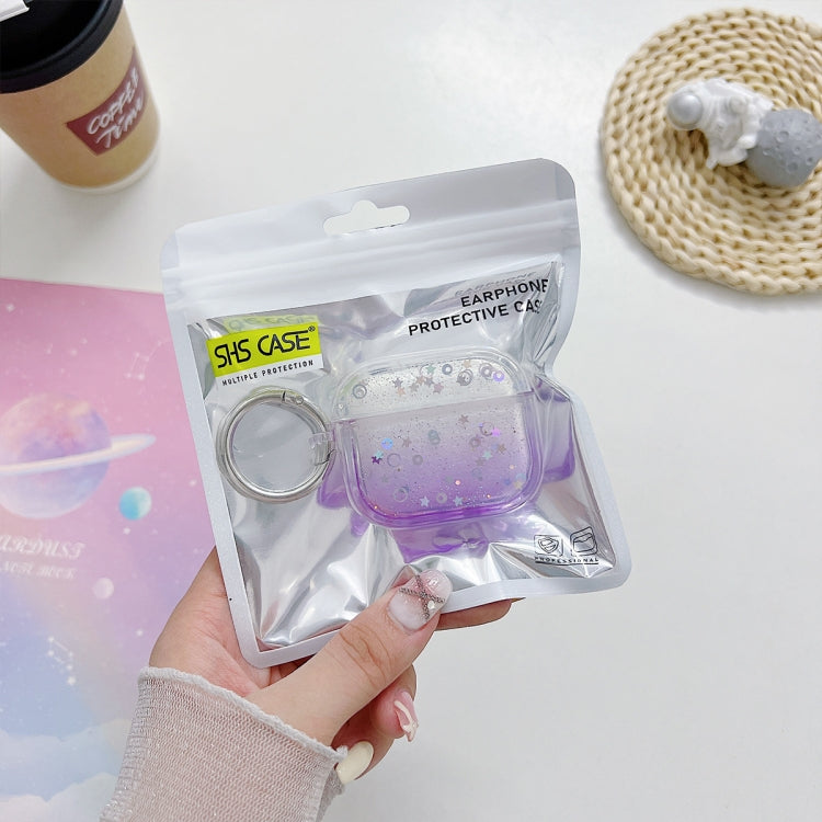 For AirPods Pro 2 Transparent Glitter Bluetooth Earphone Protective Case(Dark Blue) - For AirPods Pro 2 by PMC Jewellery | Online Shopping South Africa | PMC Jewellery | Buy Now Pay Later Mobicred