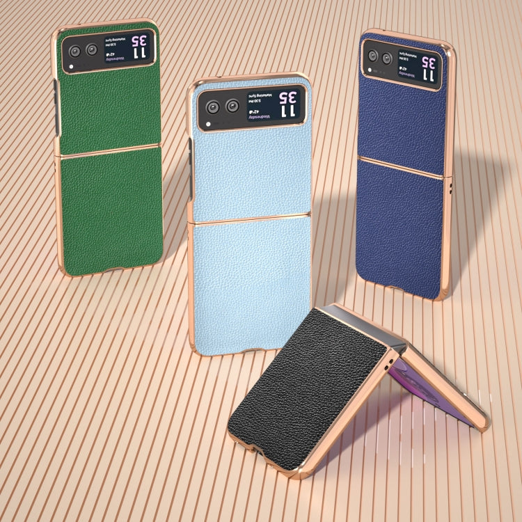 For Motorola Razr 40 Genuine Leather Mino Series Nano Plating Phone Case(Black) - Motorola Cases by PMC TechLife | Online Shopping South Africa | PMC TechLife | Buy Now Pay Later Mobicred