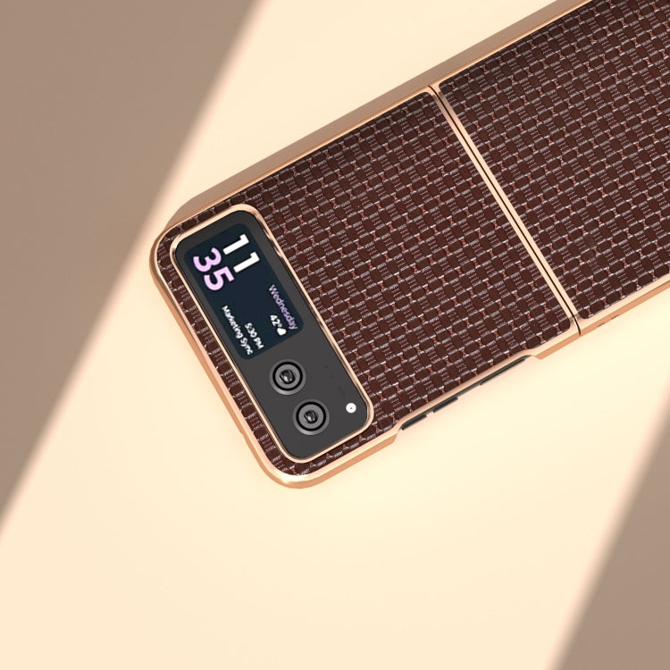 For Motorola Razr 40 Genuine Leather Luxury Series Nano Plating Phone Case(Coffee) - Motorola Cases by PMC TechLife | Online Shopping South Africa | PMC TechLife | Buy Now Pay Later Mobicred