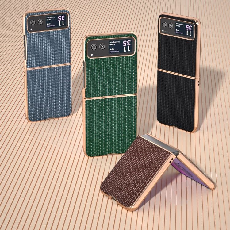 For Motorola Razr 40 Genuine Leather Luxury Series Nano Plating Phone Case(Coffee) - Motorola Cases by PMC TechLife | Online Shopping South Africa | PMC TechLife | Buy Now Pay Later Mobicred