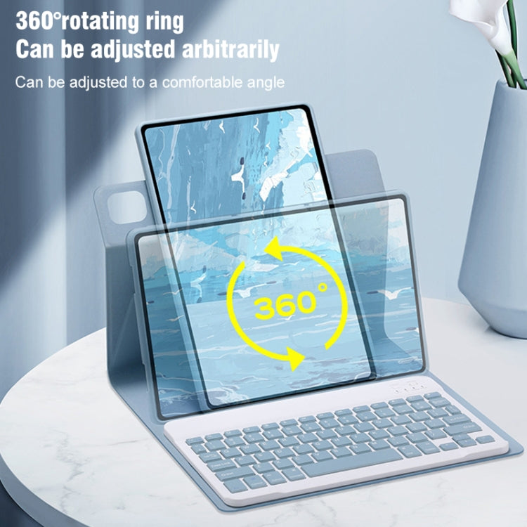 For iPad 10.2 2021 / Air 2019 Three-color Backlight White 360 Degree Rotatable Bluetooth Keyboard Leather Case(Sky Blue) - Universal by PMC TechLife | Online Shopping South Africa | PMC TechLife