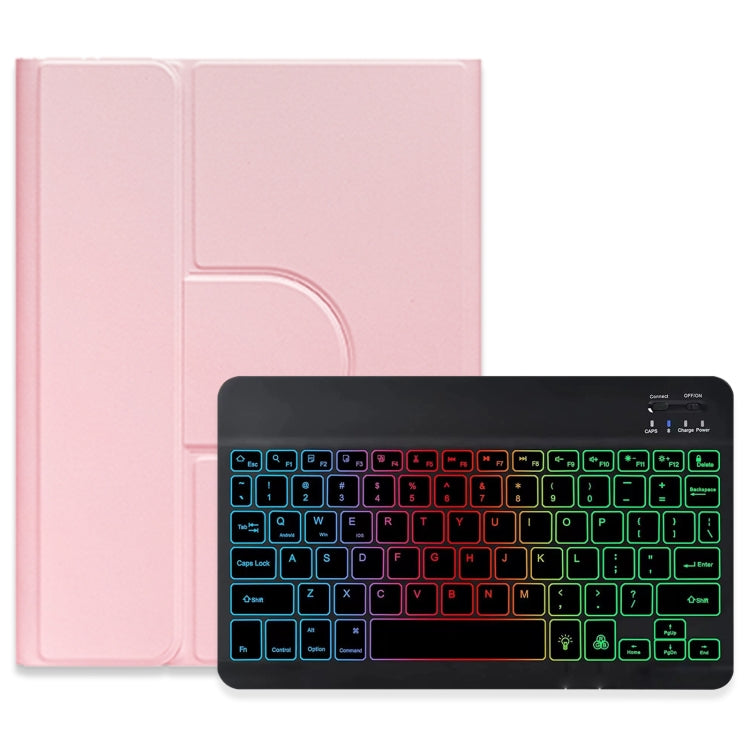 For iPad 10th Gen 10.9 2022 Three-color Backlight Black 360 Degree Rotatable Bluetooth Keyboard Leather Case(Pink) - Universal by PMC TechLife | Online Shopping South Africa | PMC TechLife