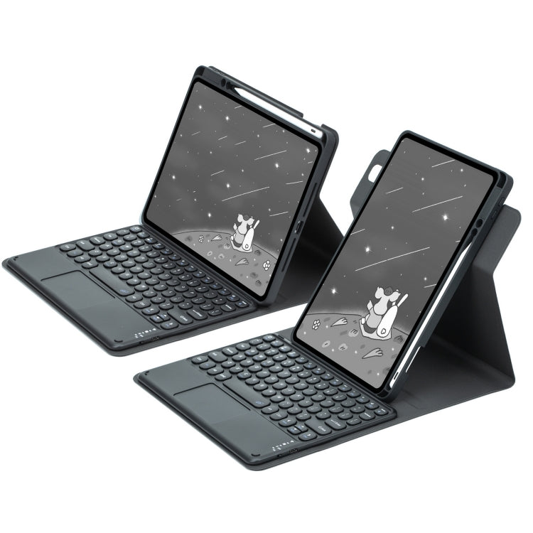 For iPad 10th Gen 10.9 2022 Round Button 360 Degree Rotatable Bluetooth Keyboard Leather Case with Touchpad(Black) - Universal by PMC TechLife | Online Shopping South Africa | PMC TechLife