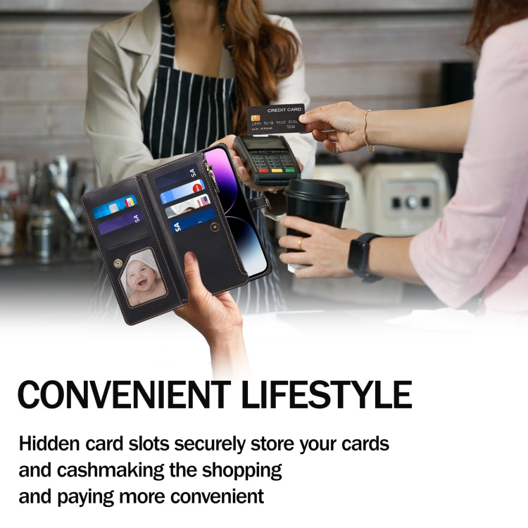 For iPhone 16 Pro Max ESEBLE Star Series Lanyard Zipper Wallet RFID Leather Case(Black) - free shipping - PMC TechLife - Order now!