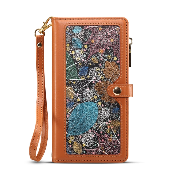 For iPhone 16 ESEBLE Star Series Lanyard Zipper Wallet RFID Leather Case(Brown) - iPhone 16 Cases by ESEBLE | Online Shopping South Africa | PMC TechLife | Buy Now Pay Later Mobicred