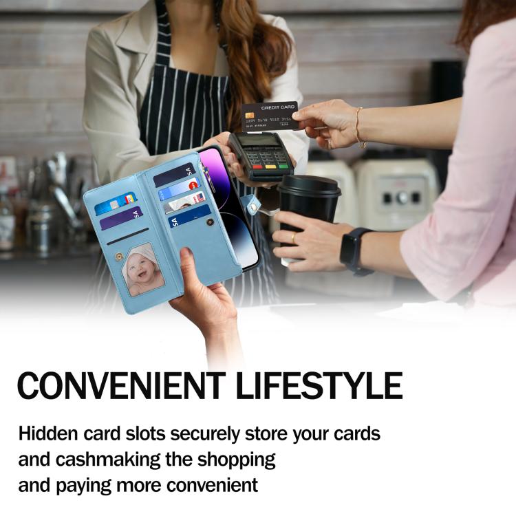 For iPhone 16e ESEBLE Star Series Lanyard Zipper Wallet RFID Leather Case(Blue) - iPhone 16e Cases by ESEBLE | Online Shopping South Africa | PMC TechLife | Buy Now Pay Later Mobicred