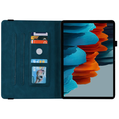 For Samsung Galaxy Tab S9 Butterfly Flower Embossed Leather Tablet Case(Blue) - Galaxy Tab S9 Cases by PMC Jewellery | Online Shopping South Africa | PMC Jewellery | Buy Now Pay Later Mobicred