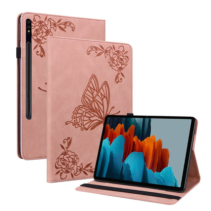 For Samsung Galaxy Tab S9+ Butterfly Flower Embossed Leather Tablet Case(Rose Gold) - Galaxy Tab S9+ Cases by PMC Jewellery | Online Shopping South Africa | PMC Jewellery | Buy Now Pay Later Mobicred