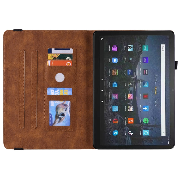 For Amazon Fire Max 11 Butterfly Flower Embossed Leather Tablet Case(Brown) - Amazon by PMC TechLife | Online Shopping South Africa | PMC TechLife | Buy Now Pay Later Mobicred