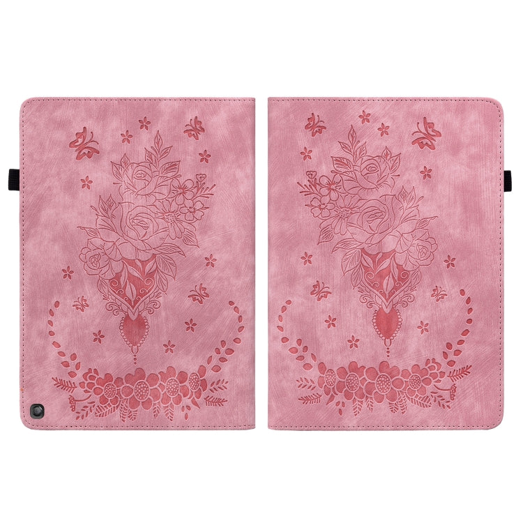 For Amazon Fire HD 10 2023 Butterfly Rose Embossed Leather Tablet Case(Pink) - Amazon by PMC TechLife | Online Shopping South Africa | PMC TechLife | Buy Now Pay Later Mobicred