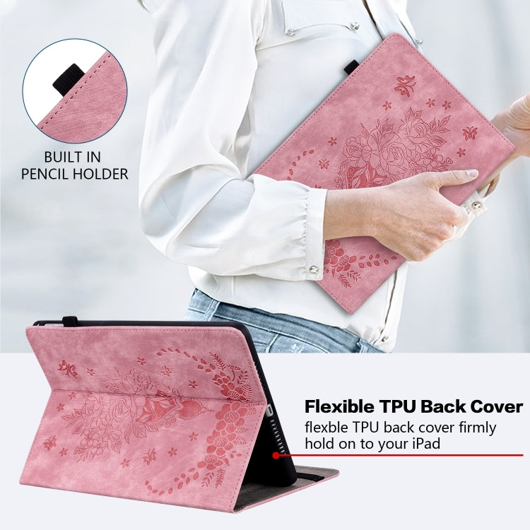 For Amazon Fire HD 10 2023 Butterfly Rose Embossed Leather Tablet Case(Pink) - Amazon by PMC TechLife | Online Shopping South Africa | PMC TechLife | Buy Now Pay Later Mobicred