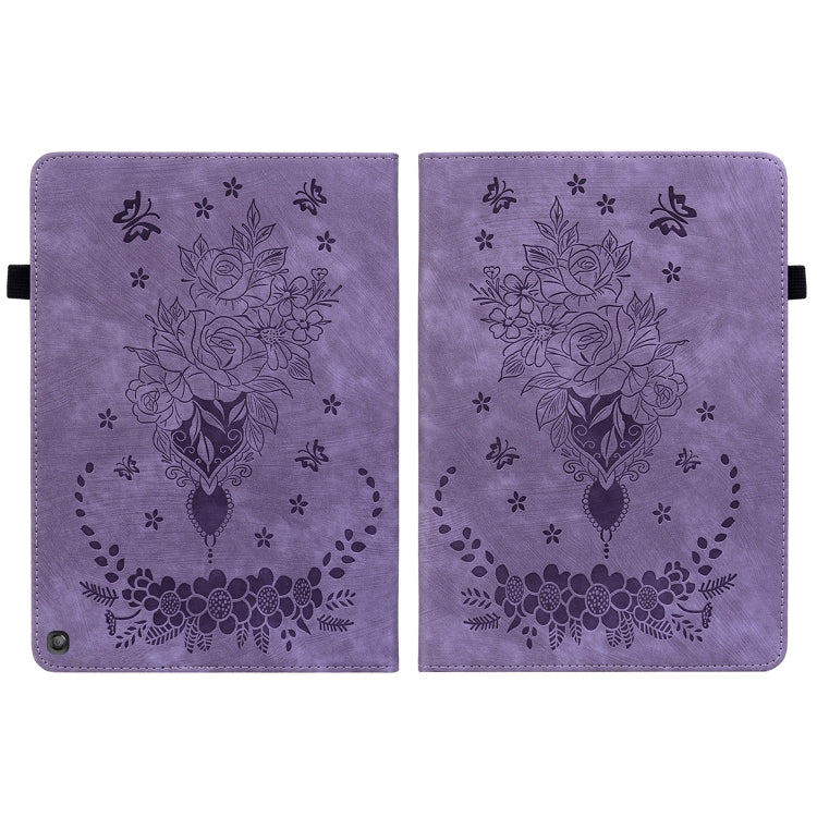 For Amazon Fire HD 10 2023 Butterfly Rose Embossed Leather Tablet Case(Purple) - Amazon by PMC TechLife | Online Shopping South Africa | PMC TechLife | Buy Now Pay Later Mobicred