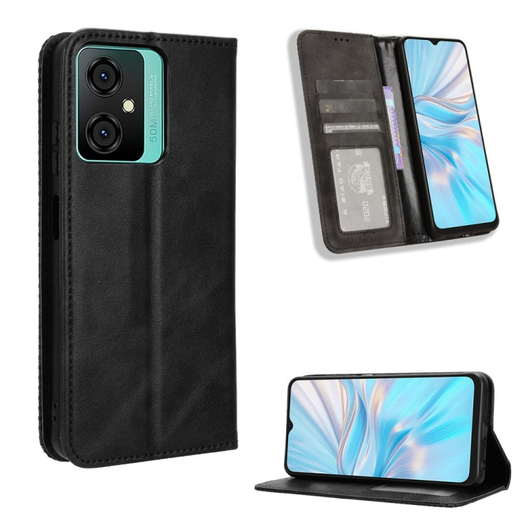 For Blackview Oscal C70 Magnetic Buckle Retro Texture Leather Phone Case(Black) - More Brand by PMC Jewellery | Online Shopping South Africa | PMC Jewellery