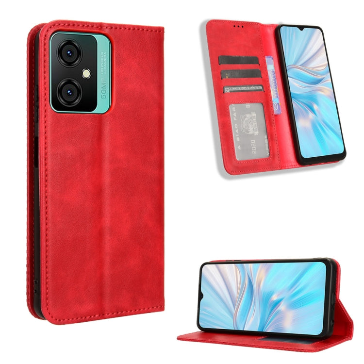 For Blackview Oscal C70 Magnetic Buckle Retro Texture Leather Phone Case(Red) - More Brand by PMC TechLife | Online Shopping South Africa | PMC TechLife