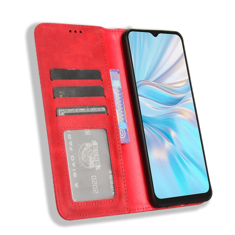 For Blackview Oscal C70 Magnetic Buckle Retro Texture Leather Phone Case(Red) - More Brand by PMC Jewellery | Online Shopping South Africa | PMC Jewellery