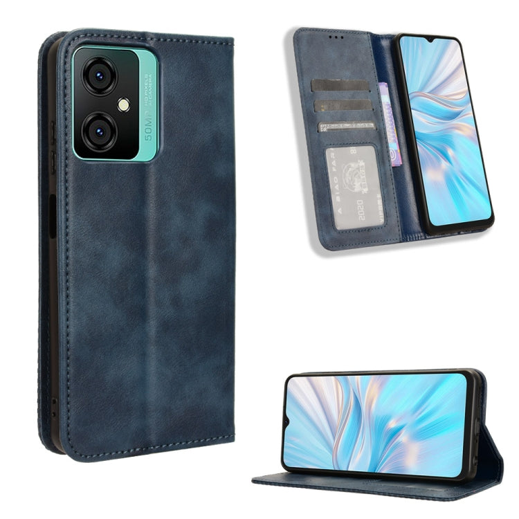 For Blackview Oscal C70 Magnetic Buckle Retro Texture Leather Phone Case(Blue) - More Brand by PMC TechLife | Online Shopping South Africa | PMC TechLife