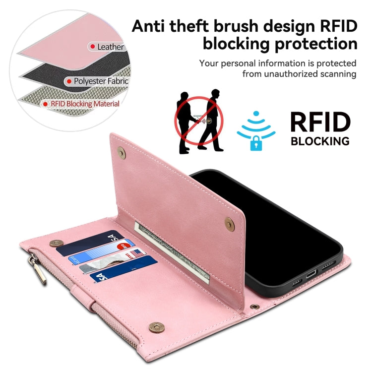 For iPhone 15 ESEBLE Retro Frosted RFID Flip Leather Phone Case(Rose Gold) - free shipping - PMC Jewellery - Order now!