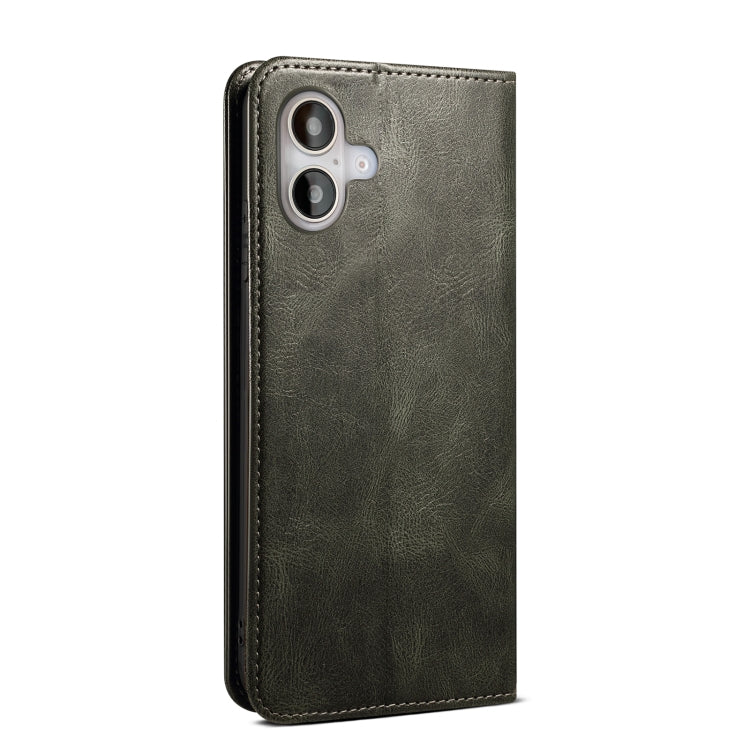 For iPhone 16 Oil Wax Crazy Horse Texture Leather Phone Case(Green) - iPhone 16 Cases by PMC TechLife | Online Shopping South Africa | PMC TechLife | Buy Now Pay Later Mobicred